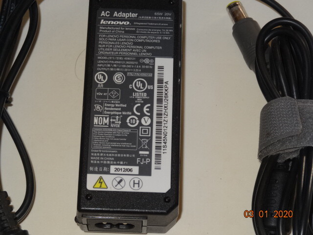 Original OEM Lenovo 45N0121 Fru PN: 45N0122 65W 20V 3.25A Notebook Ac Adapter 