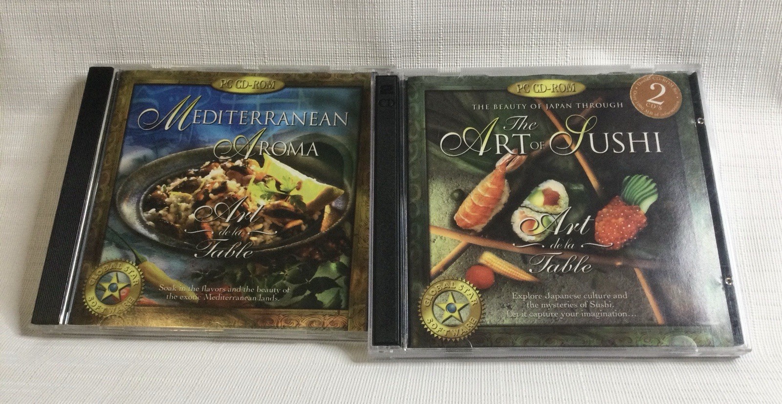 Mediterranean Aroma & The Art or Sushi, Art De La Table Cookbook PC CD ROM Sets