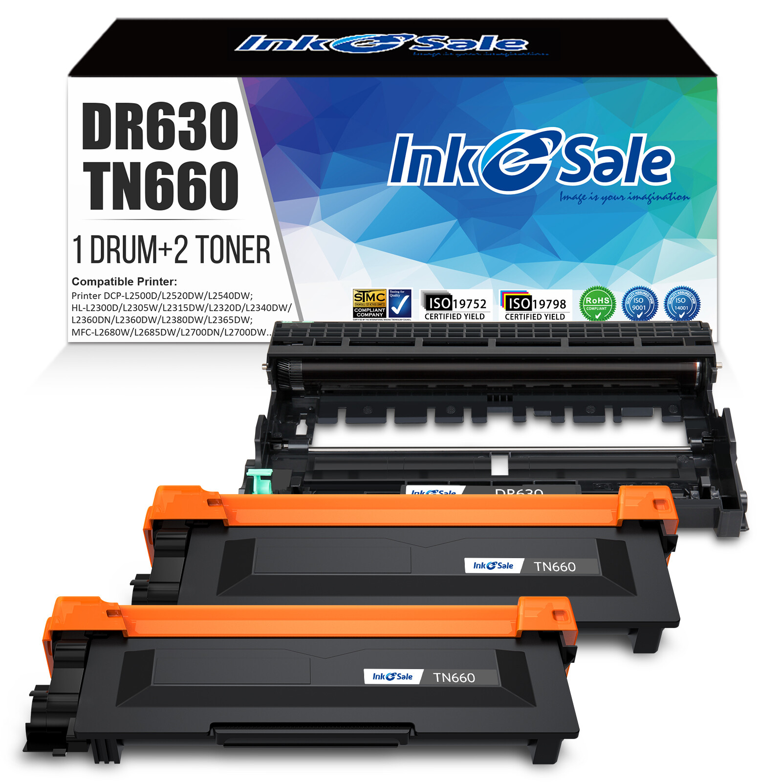 1PK DR630 Drum + 2PK TN660 Toner For Brother HL-L2320D HL-L2340DW HL-L2360DW
