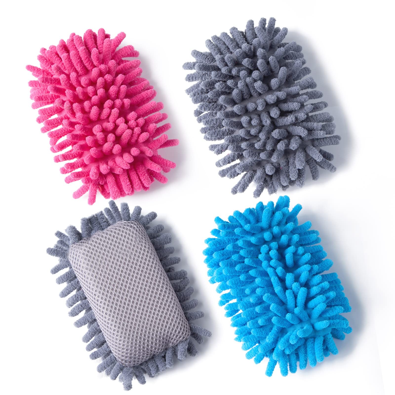 Whiteboard Eraser Microfiber Shag 4 Pieces 5 x 3 1.2 inches Blue Grey Pink Eeoyu