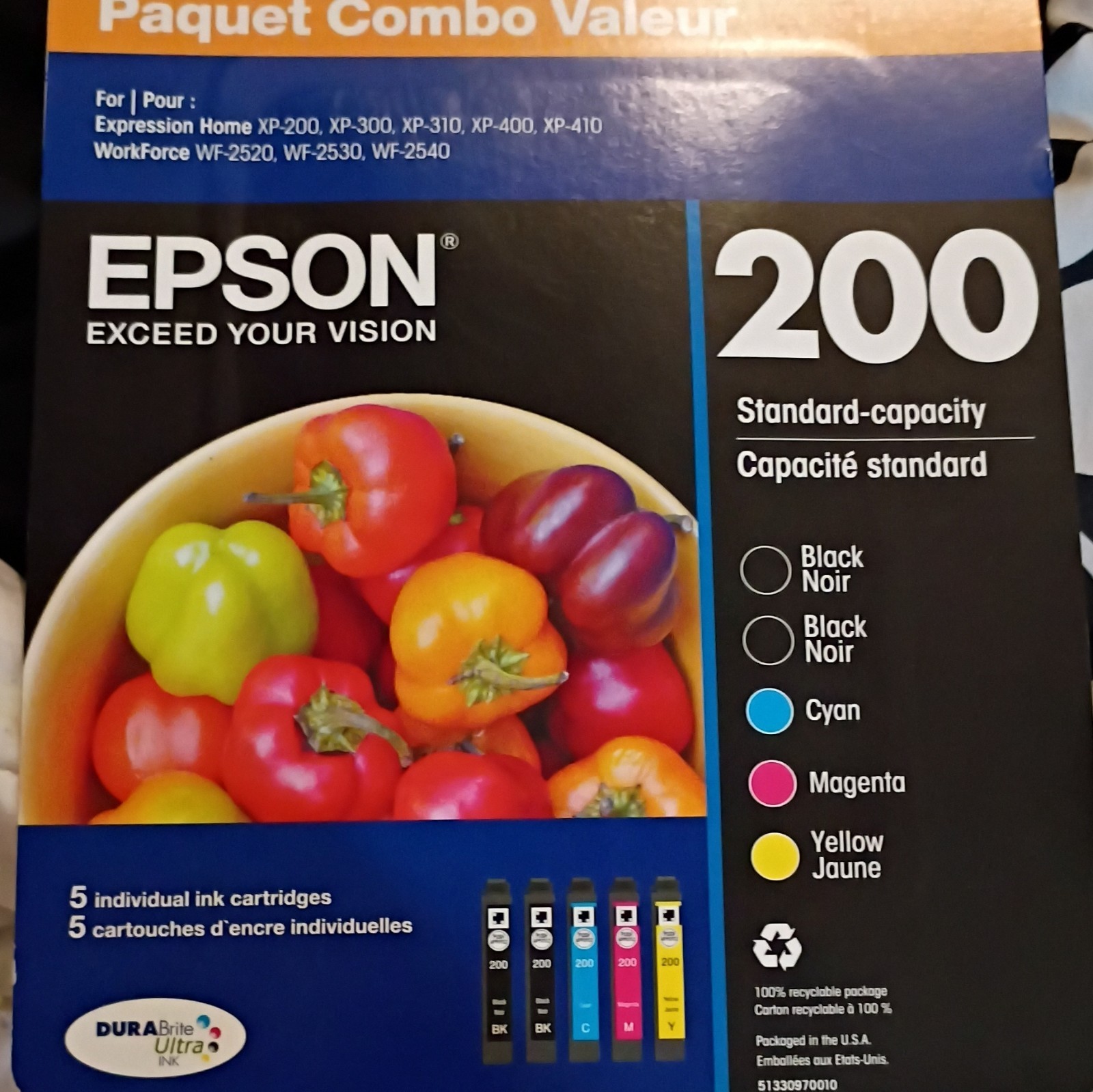 Epson 200 Standard Black Inkjet Cartridges 2-Pack Value Combo T2001-5-SVH