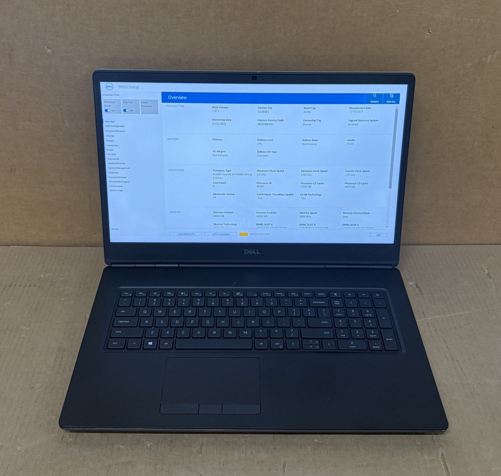 Dell Precision 7760 Xeon W-11955M | 64GB RAM | NVIDIA RTX A4000 | NO SSD/OS H