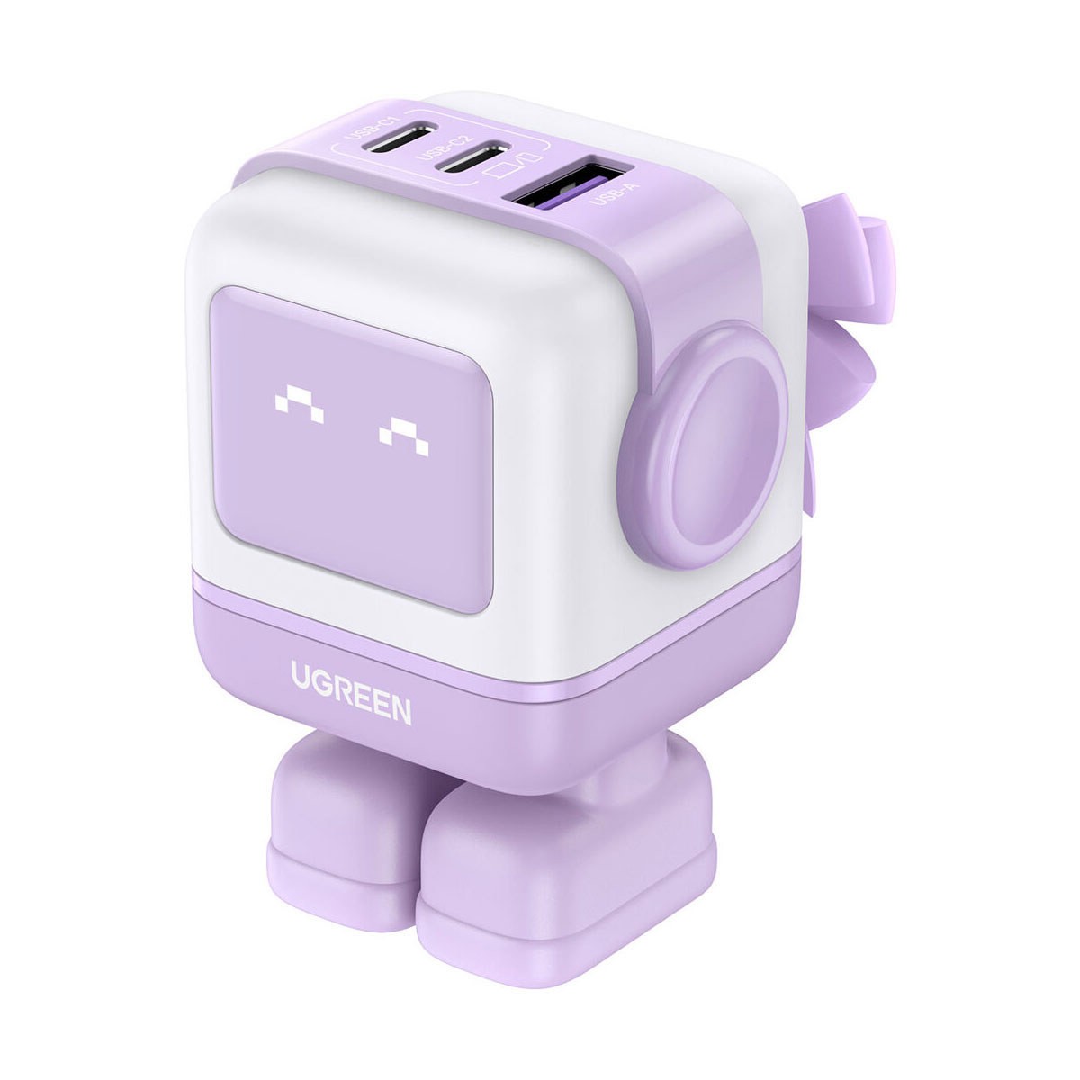UGREEN Uno Robot 65W 3-Port USB GaN Fast Charger, Purple