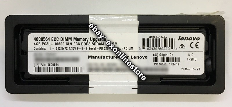 46C0564 - 4GB (1x4GB, 2Rx8, 1.35V) PC3L-10600 CL9 ECC DDR3 1333MHz VLP RDIMM