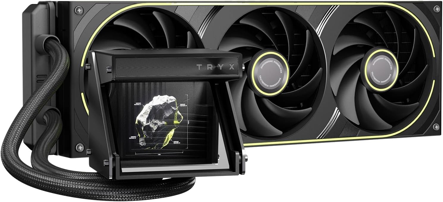 TRYX Holo 360mm AIO Cooler Holographic Visual GIPHY Asetek 280w TDP (Black)