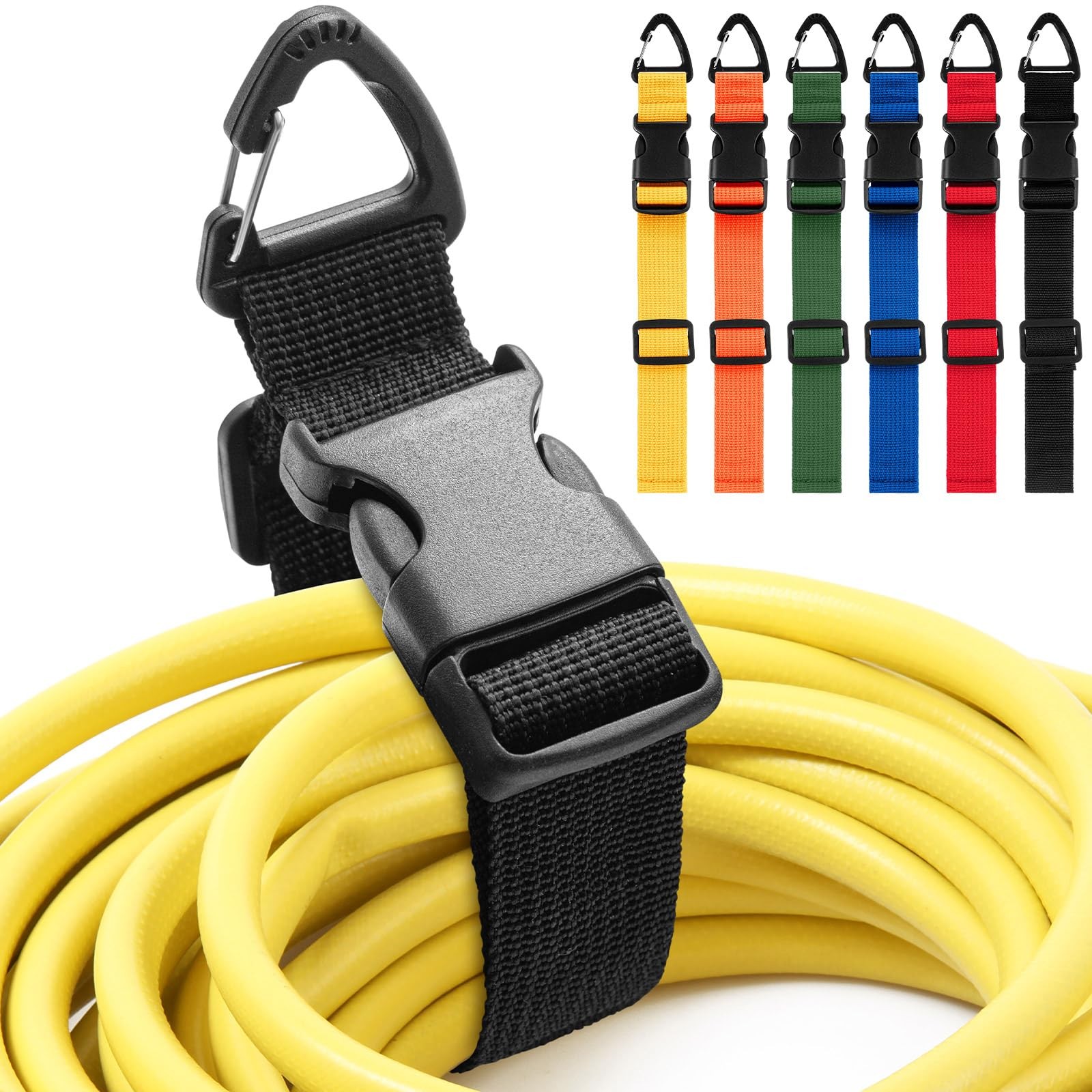 6 Pack Adjustable Extension Cord Holder Straps,Multicolor