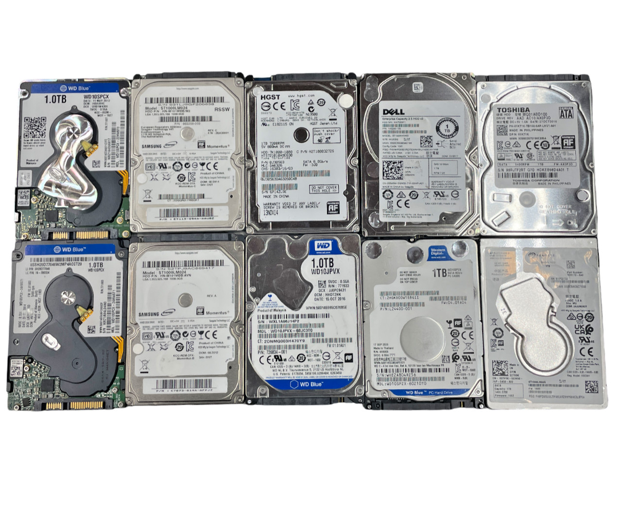 (Lot of 10) 1TB 2.5" SATA HDD Hard Drives *Mixed Brands/Models** #21