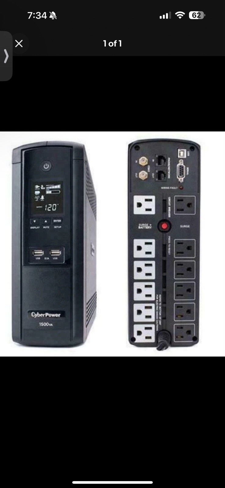 CyberPower BRG1500AVRLCD 1500 VA/900 W Intelligent LCD UPS
