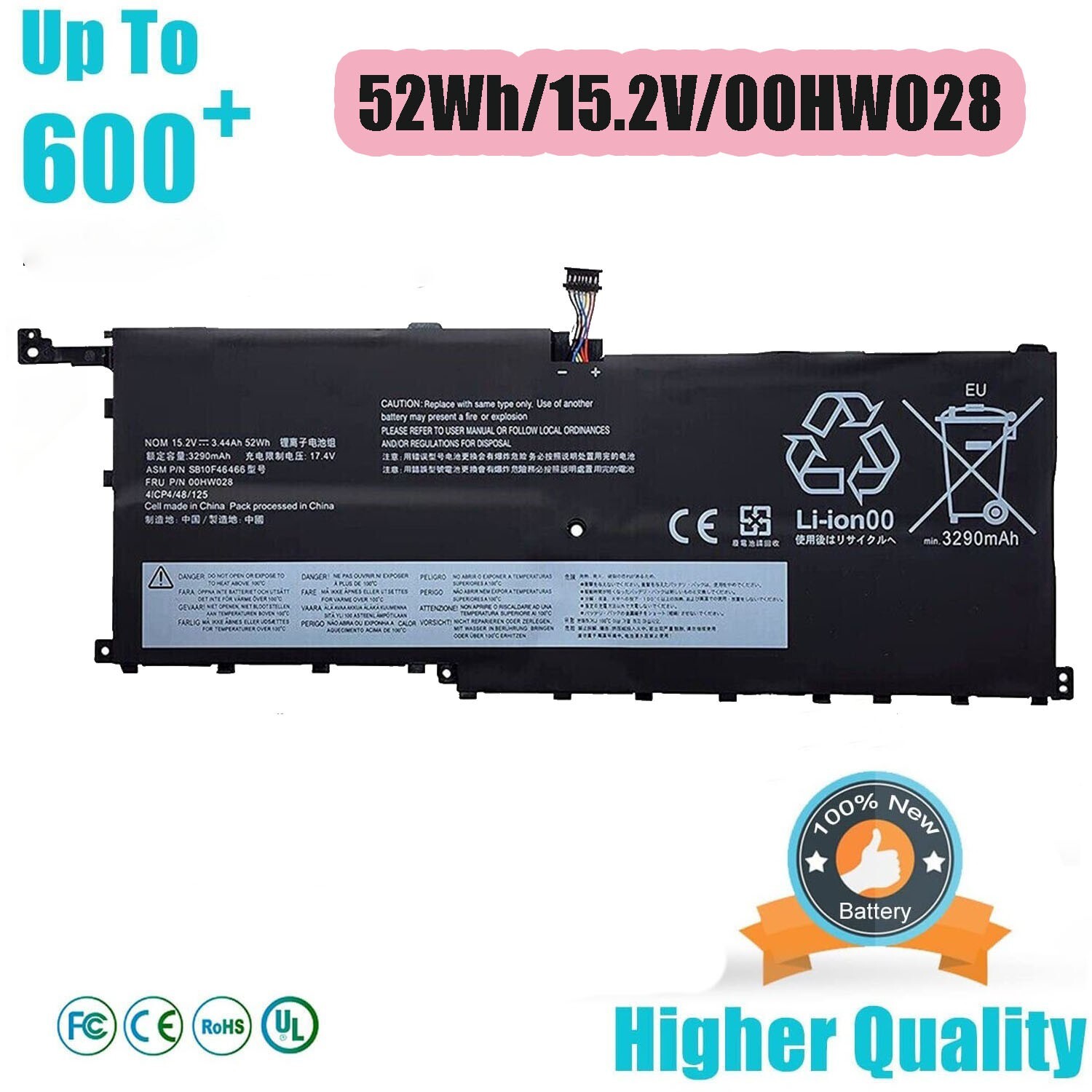00HW028 00HW029 BATTERY FOR LENOVO Thinkpad X1 Carbon 4th Gen 4 2016 01AV438