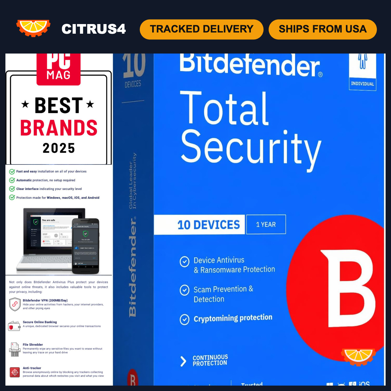 Complete Antivirus & Internet Security Suite - 10 Devices, 1 Year Subscription,