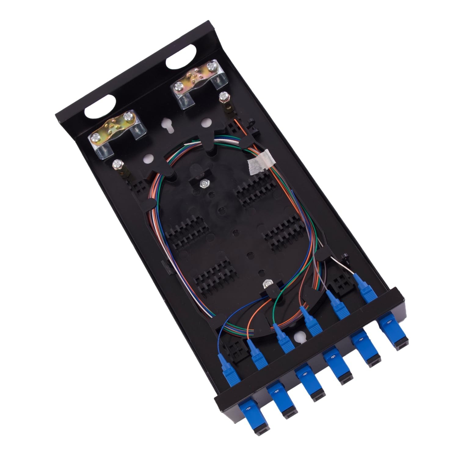 6-Port Wall Mount Fiber Enclosure with Splicing Module & Loaded SC-UPC Panel