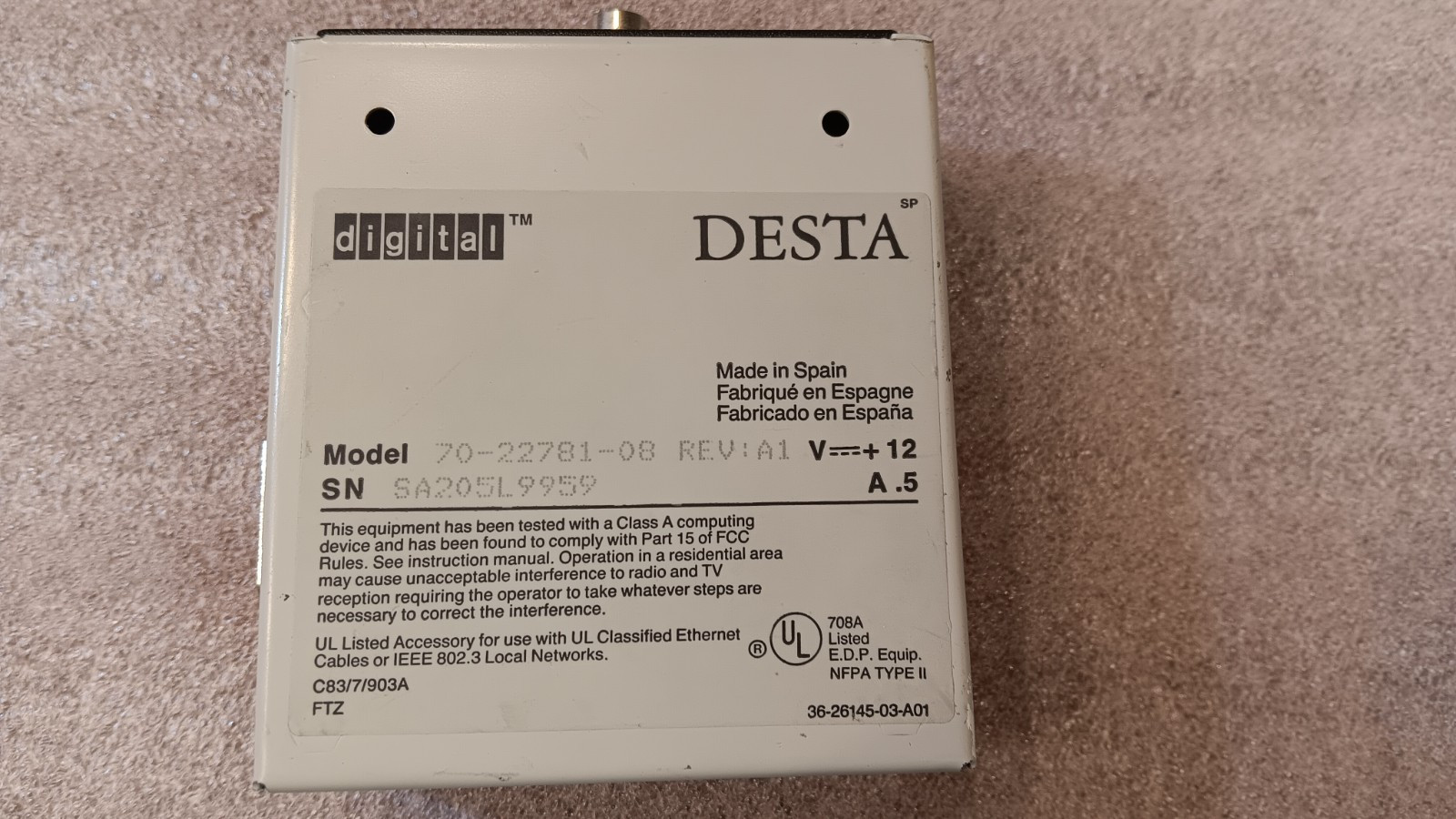 Digital Equipment / DEC Model: 70-22781-08 DESTA Transceiver. Rev. A01