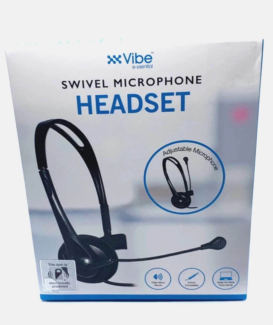 Vibe 3.5mm Plug-In Mono Headset  Headset With Swivel Microphone New In Box