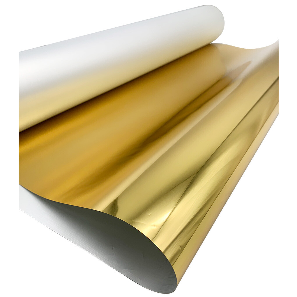 QOMOLANGMA 24in x 328ft DTF Gold / Silver Foil Film Roll Cold Peel 2.95in Core