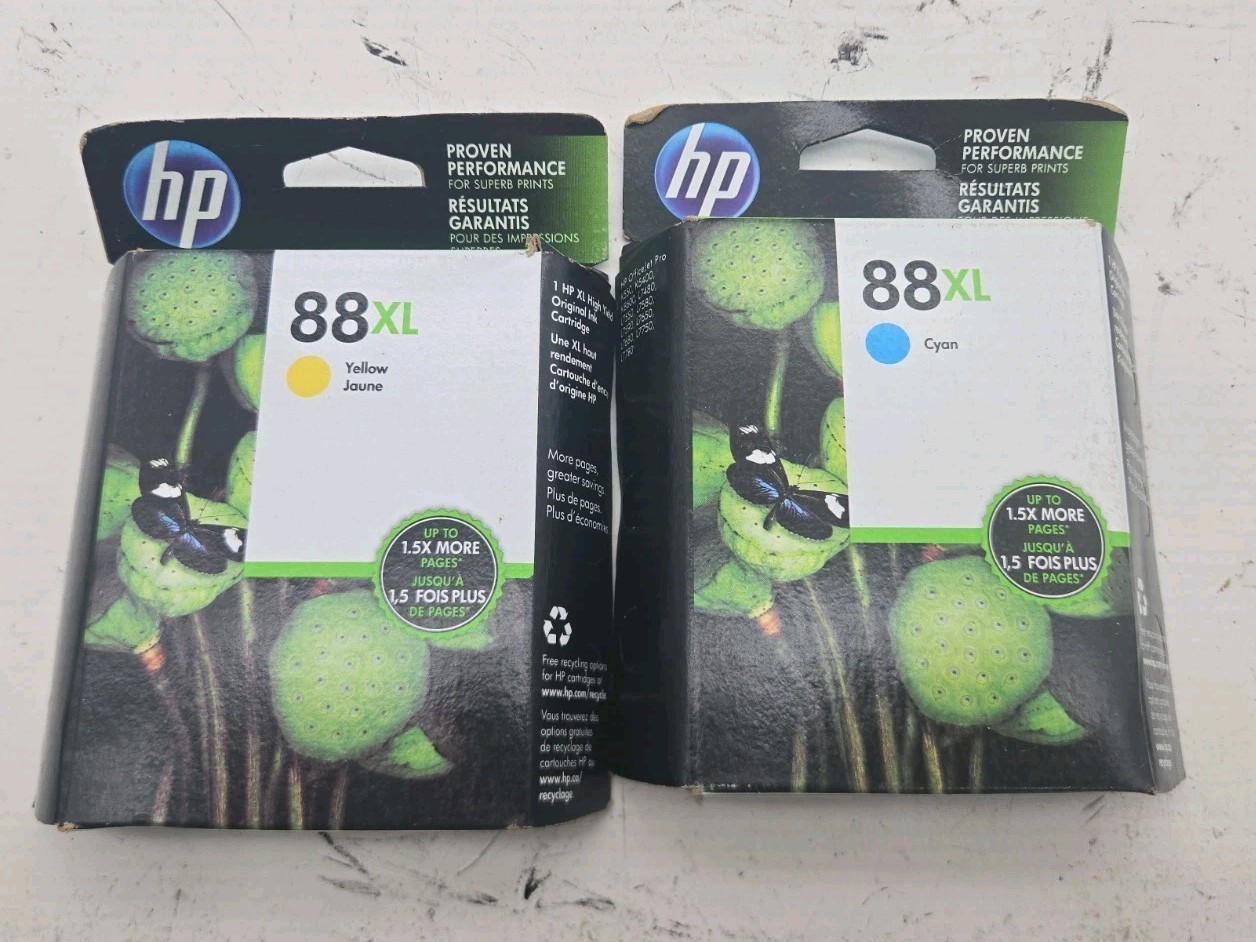2 Pack HP 88XL High-yield Officejet Ink Cartridge Yellow Cyan C9393AN (86)