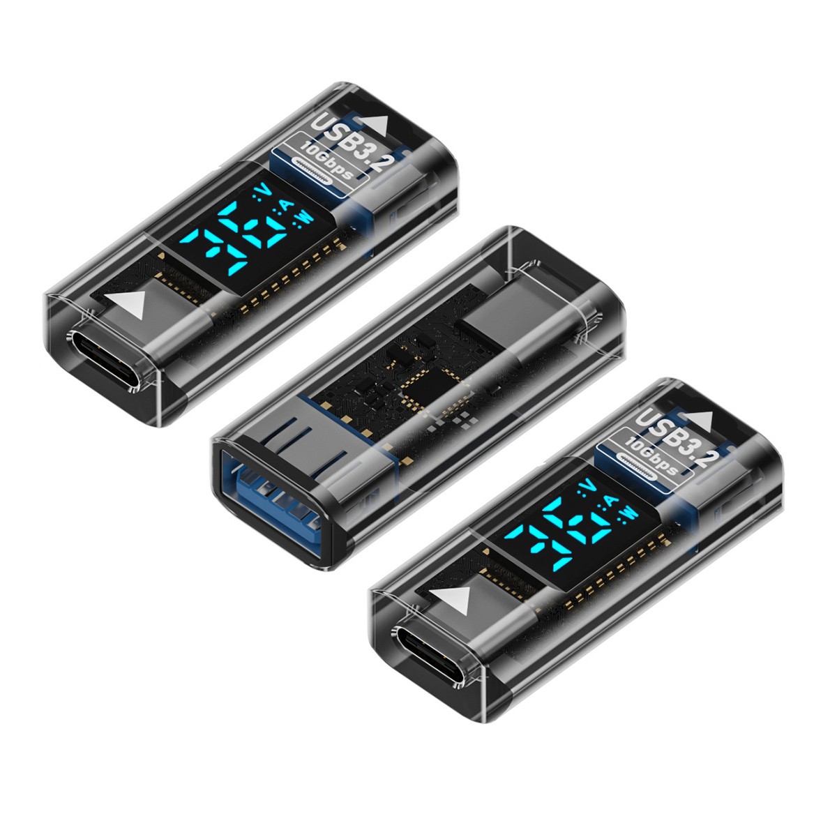 CY 3pcs/lot USB-C Female to USB Type-A Female AdapterType-C Smart LED Display