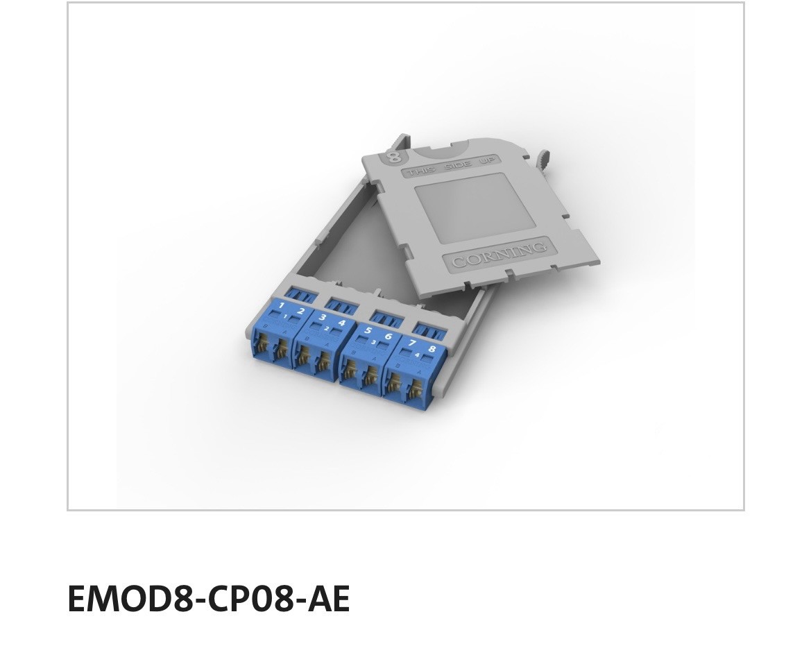 EMOD8-CP08-AE - EDGE8® Adapter Panels, LC Shuttered, 8F, blue adapter- bagged