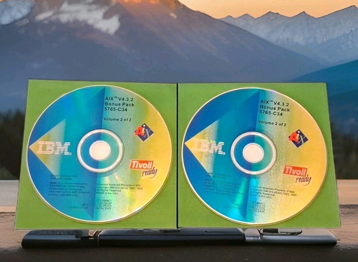 IBM AIX V4.3.2 Bonus Pack 5765-C34 • UNIX Software • 2-CD Set Vol 1 & 2 