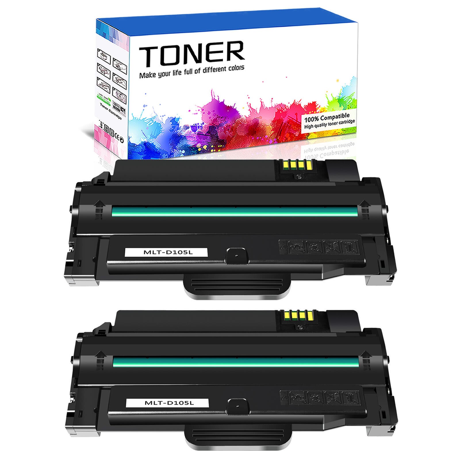 2 Pack MLT-D105L 105L Toner for Samsung ML-1915 ML-2525 ML-2525W SF-650 SF-650P