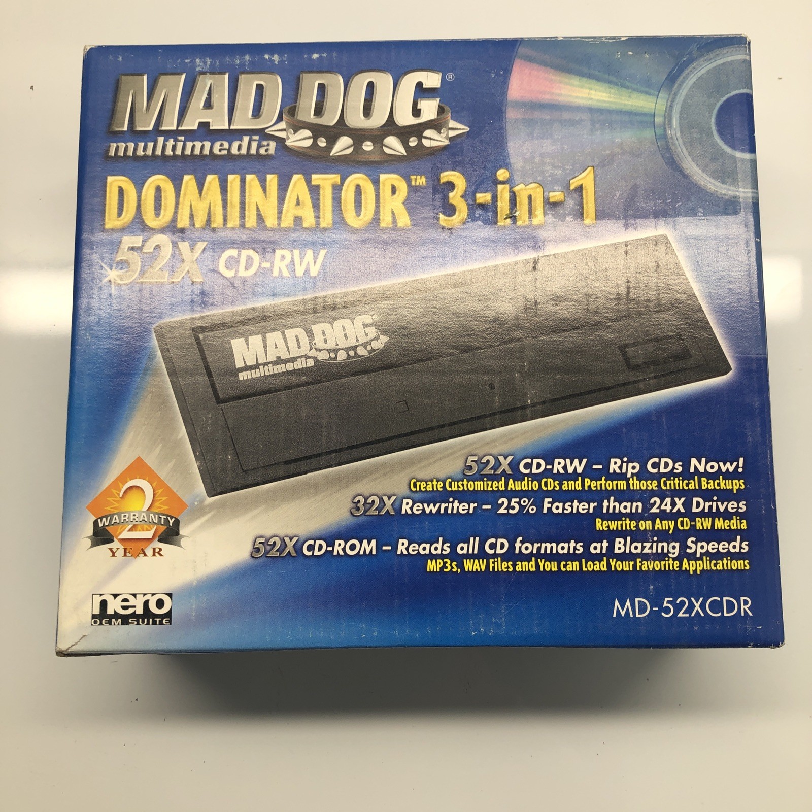 Mad Dog Multimedia Dominator 3-in-1 52X CD-RW Drive MD-52XCDR -NEW