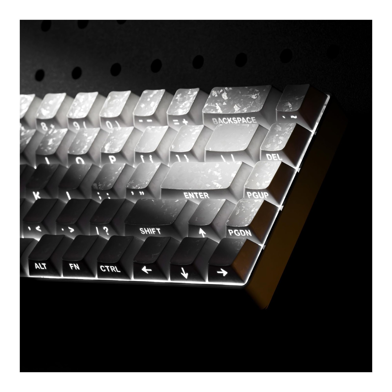 XVX White Shine Through Keycaps, Forged Carbon-Look Cherry Profile Keycap Set...