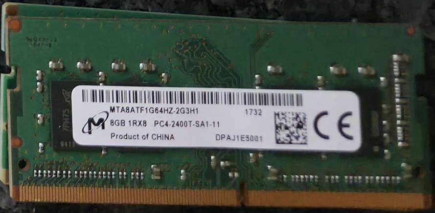 Micron 8GB DDR4 PC4-2400T-SA1-11 PC4-19200 1Rx8 SODIMM Laptop Memory RAM