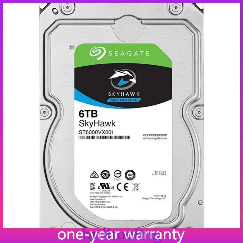 ST6000VX001 Seagate SkyHawk 6TB 3.5" Internal Hard Drive Disk SATA 6.0Gb/s