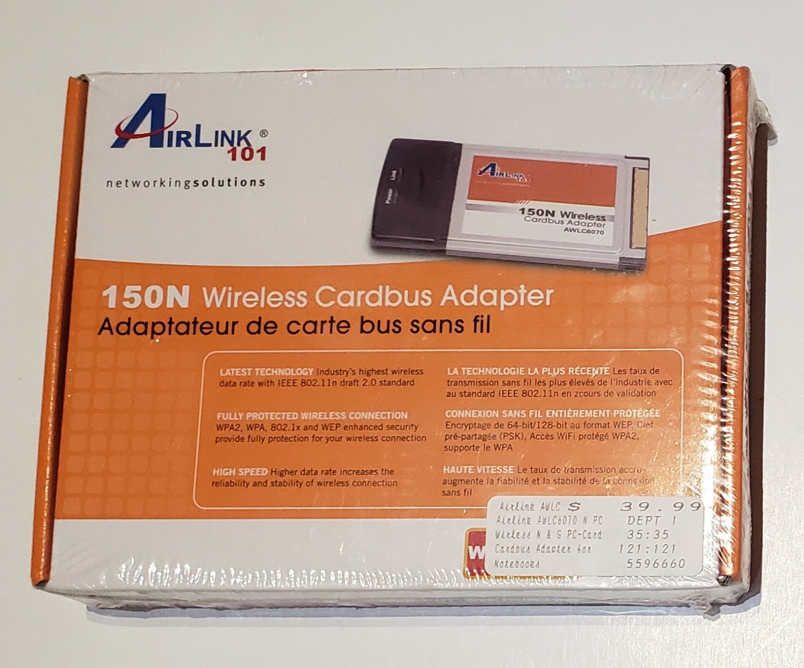 Airlink 101 150N Wireless Card bus Adapter AWLC6070 Sealed