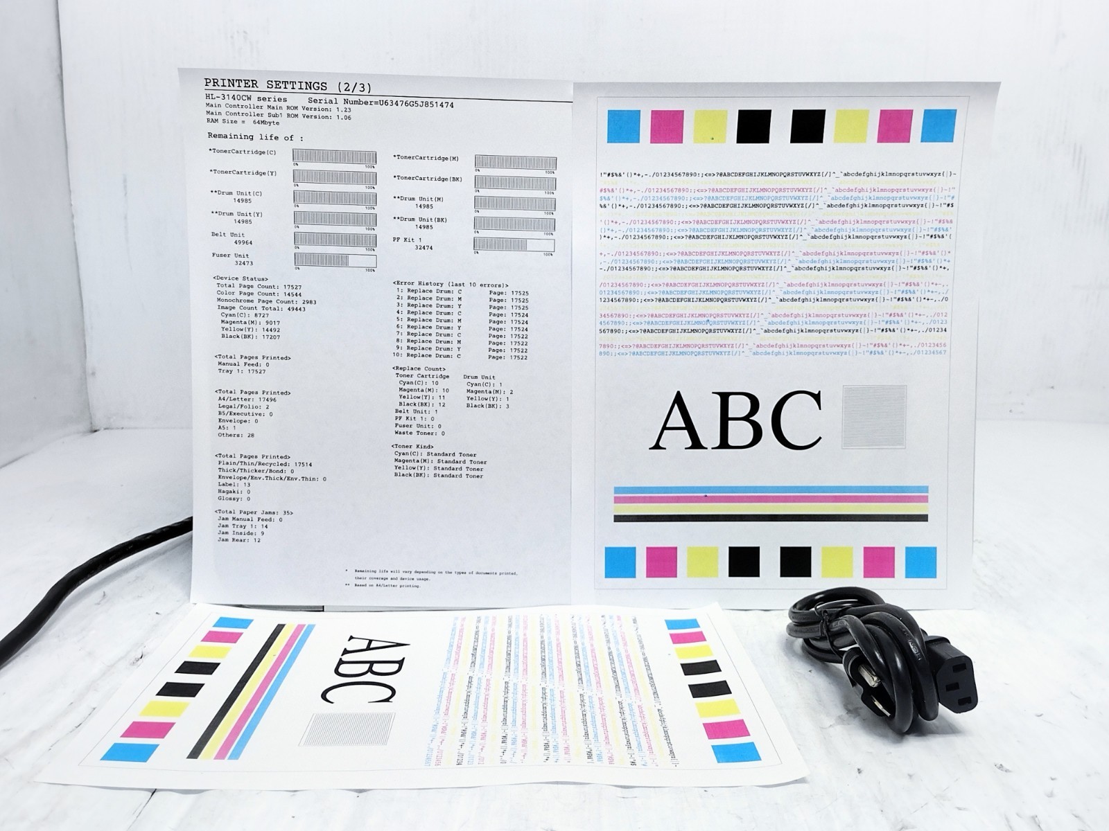 Brother HL-3140CW Color Wireless Workgroup printer Page Count 17527