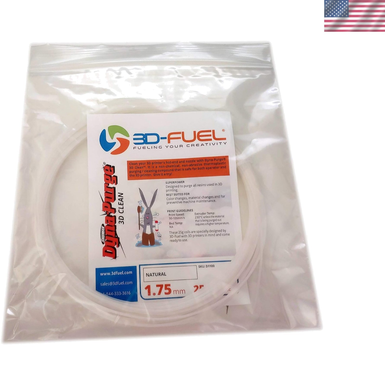 3D Fuel 3D Clean Printer Nozzle Cleaning Filament,  |, 25g Coil