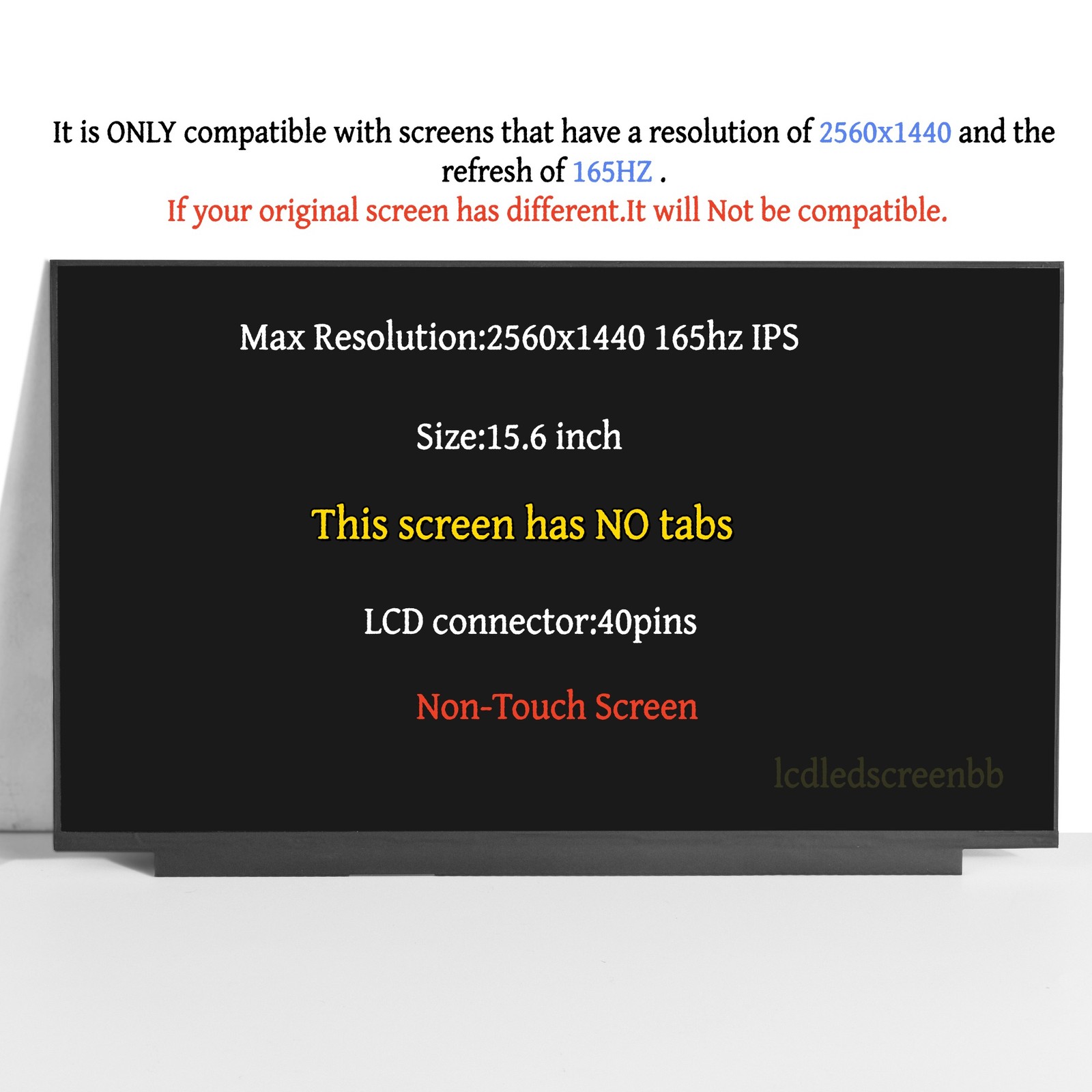 For BOE NE156QHM-NY4 V8.0 FRU 5D11D04810 165Hz 40pin 2560x1440 IPS LCD Screen