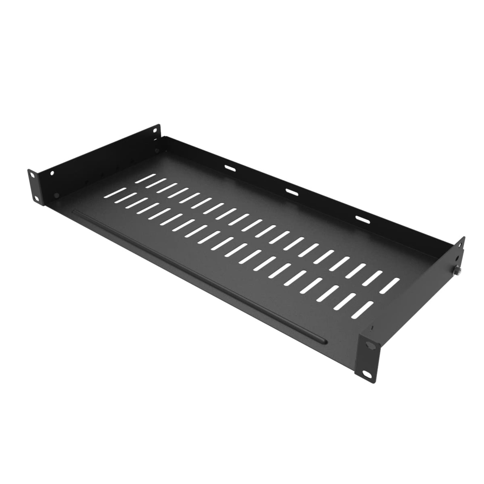 JINGCHENGMEI 1U Vented Server Rack Shelf Tray 8" Deep No Front Lip Black