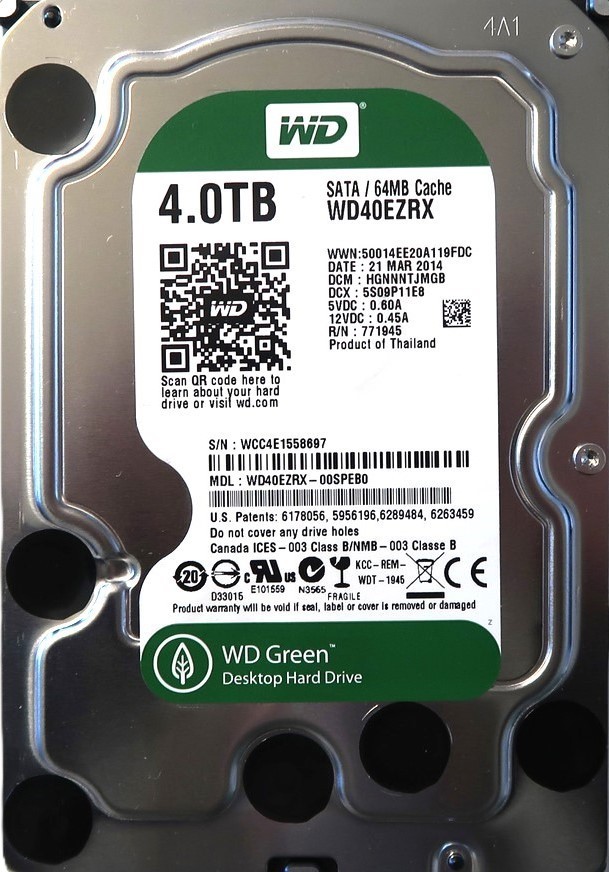 WD WD40EZRX-00SPEB0 DCM: HGNNNTJMGB (WCC4) Thailand 3.5" 4000gb MAR/2014