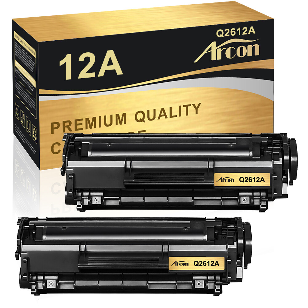 2 Pack Q2612A 12A Black Toner Compatible With HP LaserJet 1018 1020 1022 Ink