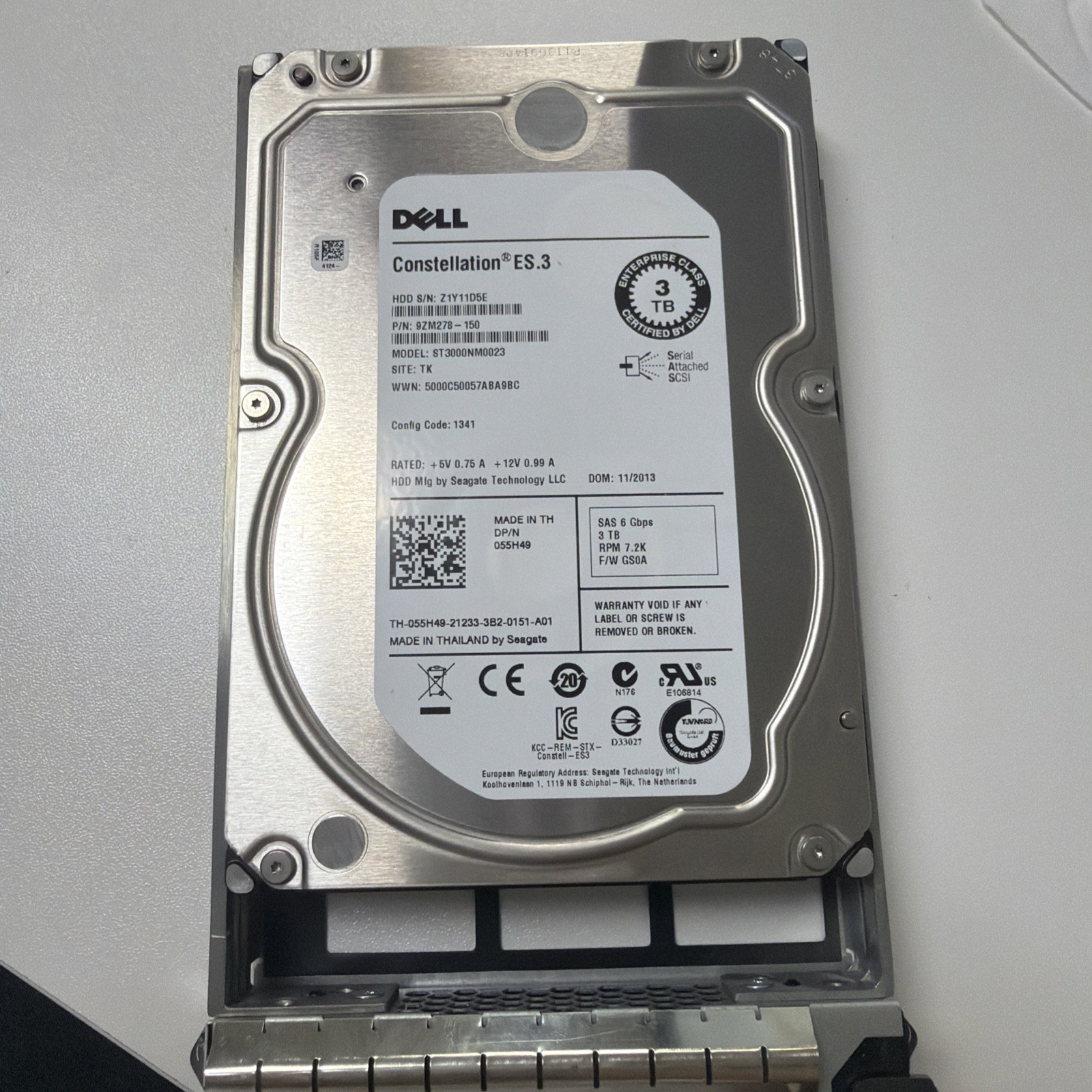 Dell Constellation ES.3 3TB enterprise-class hard drive (Model: ST3000NM0023)
