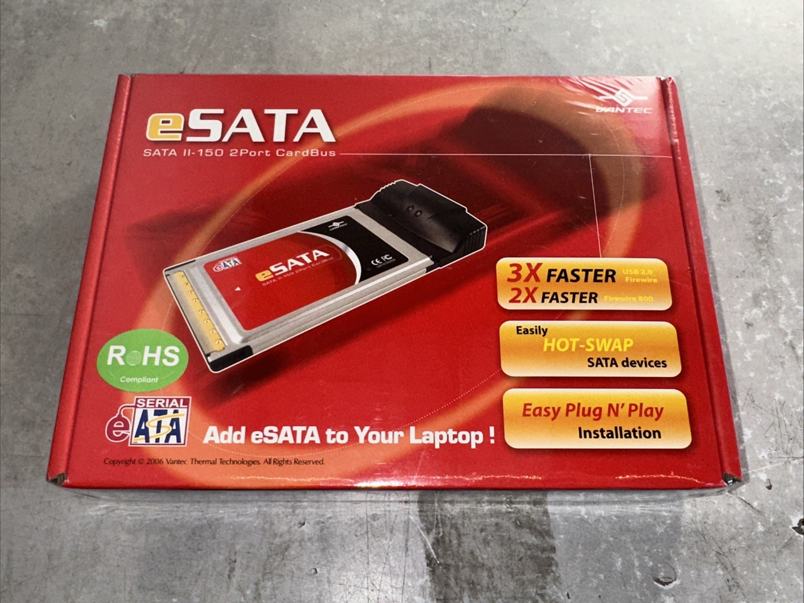 New Sealed - Vantec UGT-ST350CB eSATA SATA II-150 2-Port CardBus Adapter