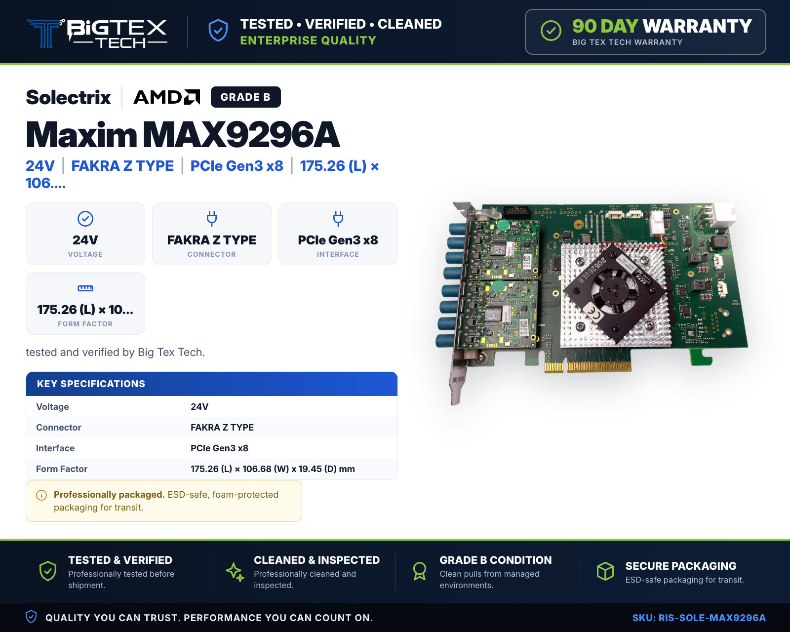 Solectrix proFRAME 3.0 LI-PCIEFG-GMSL2 8-Port GMSL2 Frame Grabber MAX9296A FAKRA