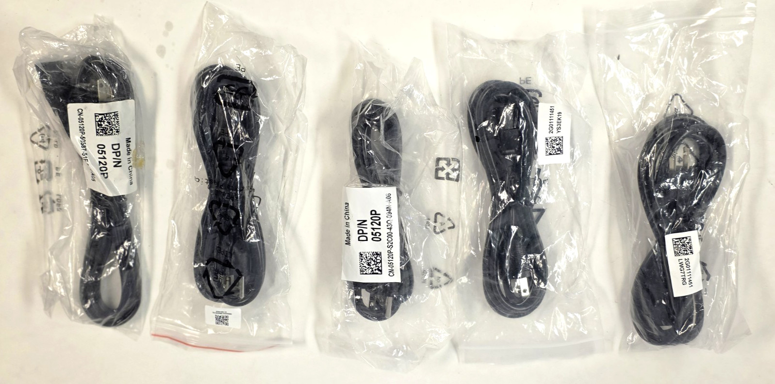 20X - DELL Computer Power Cords DP/N 05120P & Various Standard 3 Prong Cable New