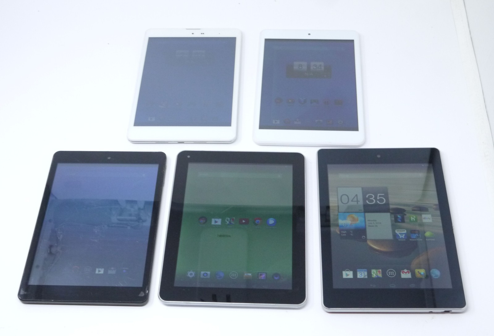 Lot of 5 Working 8" Android Tablets - Zeki TBQG884B / Acer Iconia Tab A1-810
