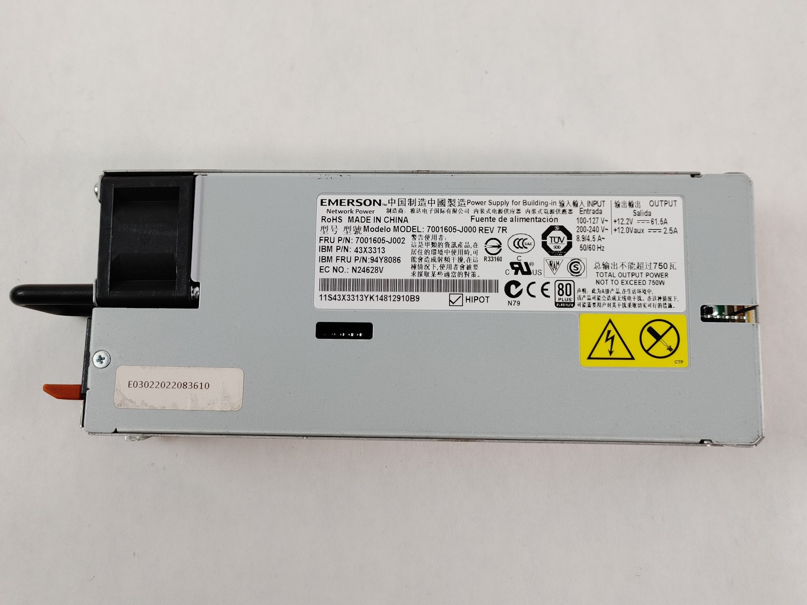 Emerson 7001605-J000 750W 1U Server Power Supply For X3650 M4