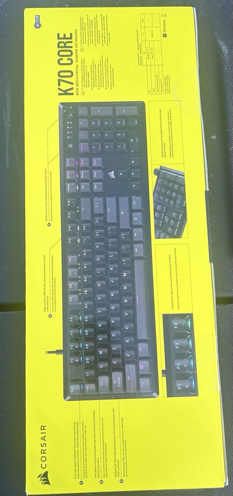 Corsair K70 CORE RGB Illuminated Wired Mechanical Keyboard Black QWERTY English