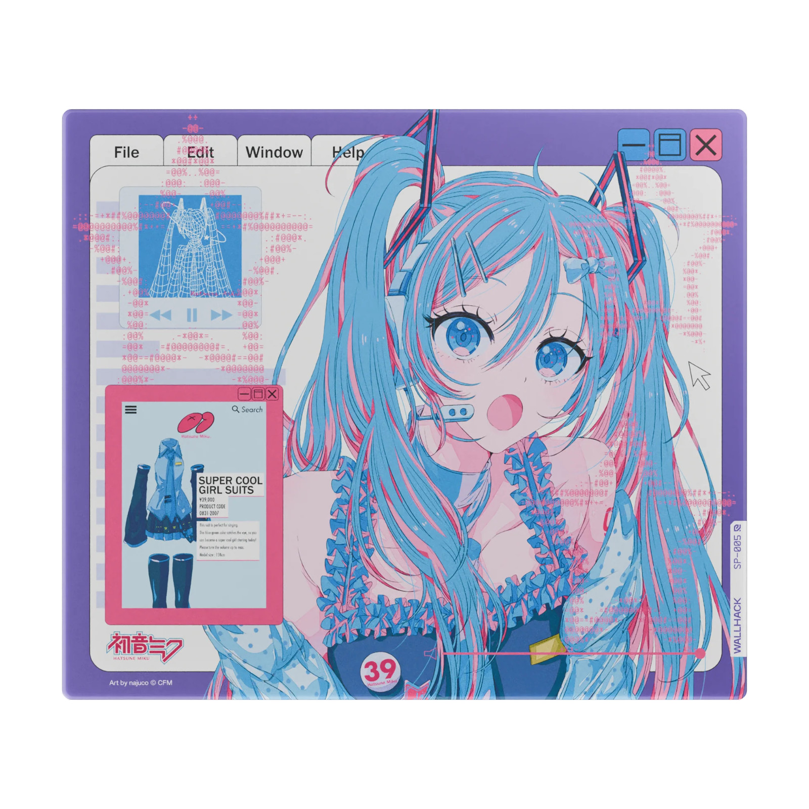 WALLHACK SP-005 Hatsune Miku OS Glass Mousepad IN HAND SHIPS IMMEDIATELY