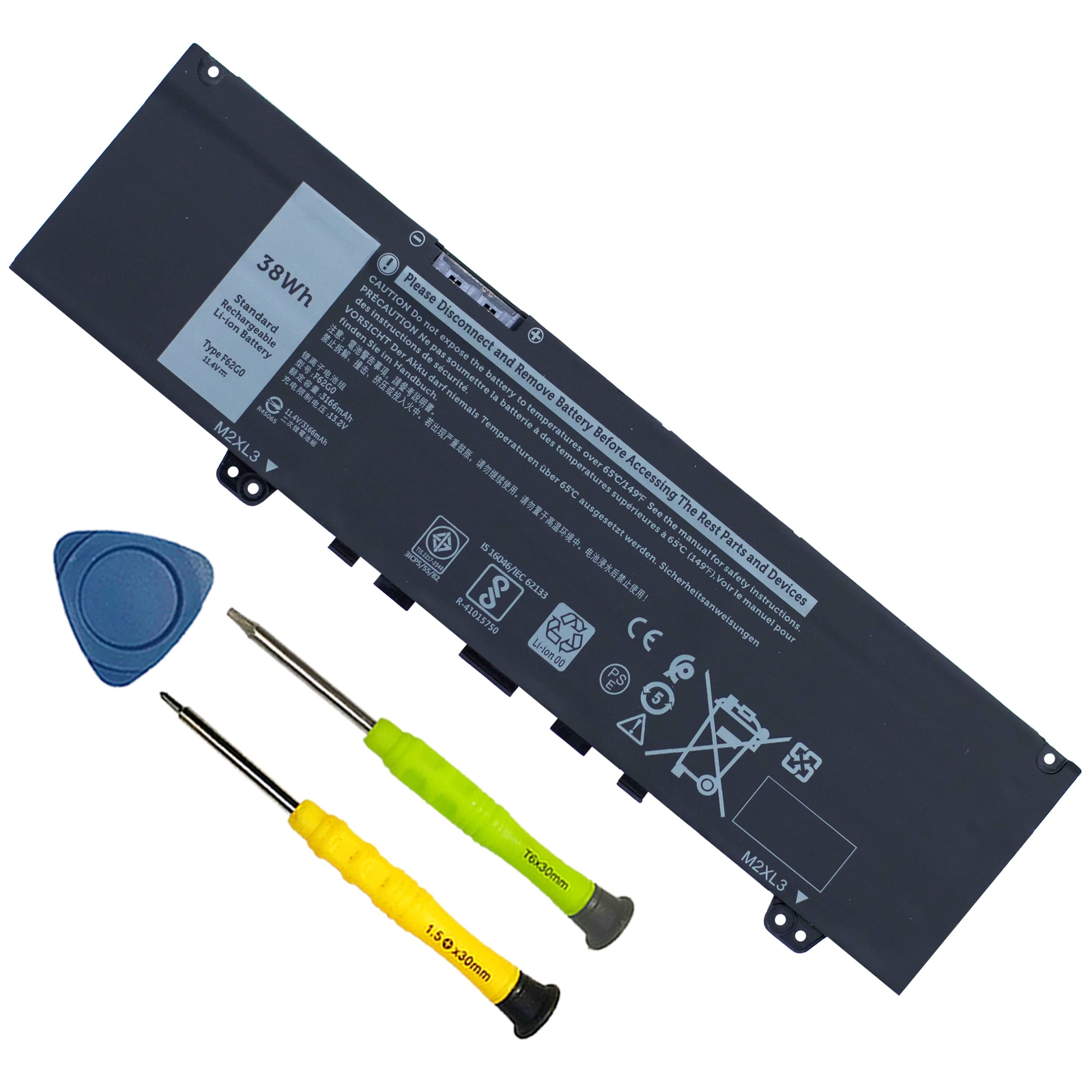 F62G0 (11.4V 38Wh 3166mAh) Laptop Battery Replacement for Dell Inspiron 13 53...