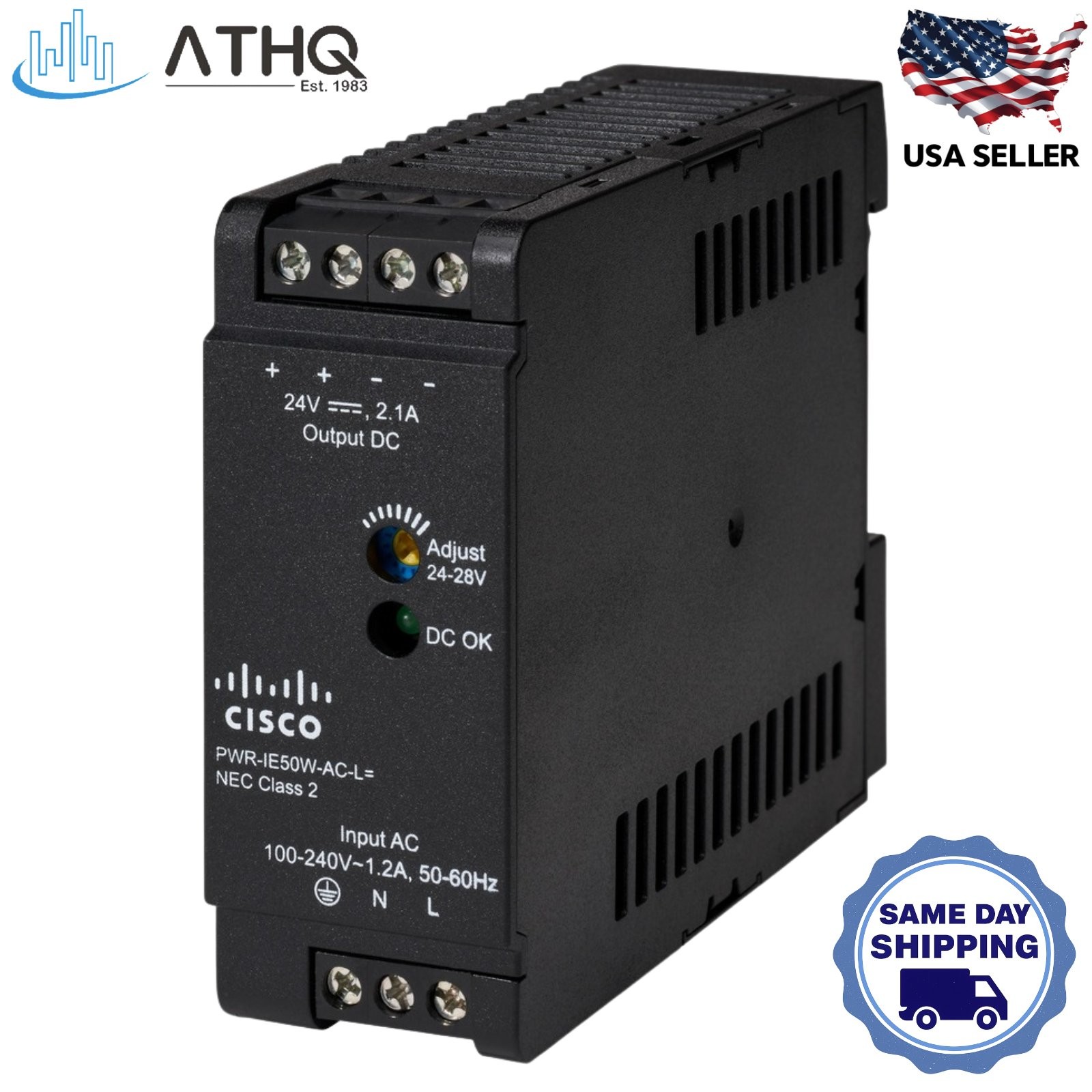 Cisco PWR-IE50W-AC-L 50W AC-DC Power Supply 24V DIN Rail IE3300 IE3400 Refresh