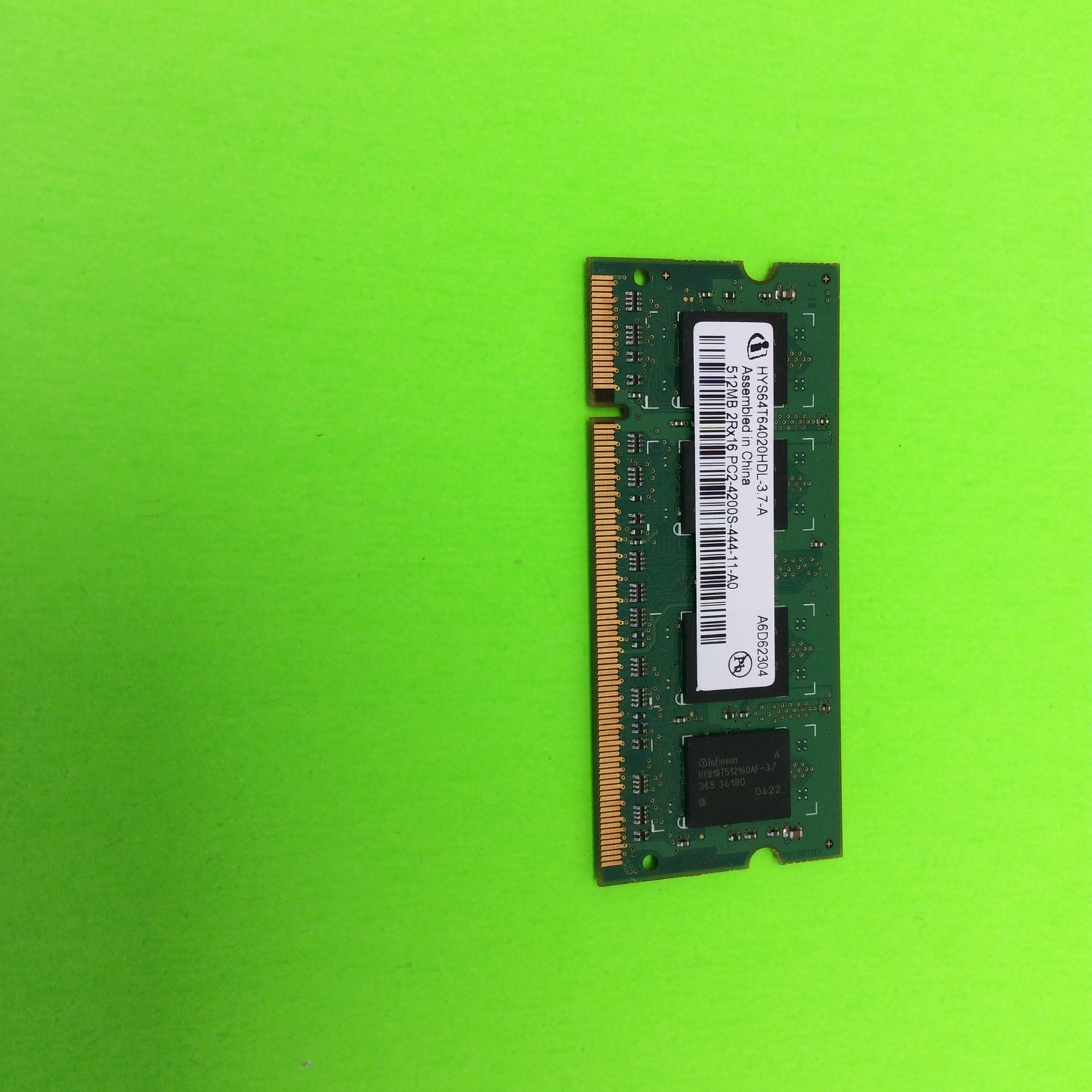 Set of (1) Infineon HYS64T64020HDL-3.7-A 512MB DDR2-533 (PC2-4200) PC2-4200S R