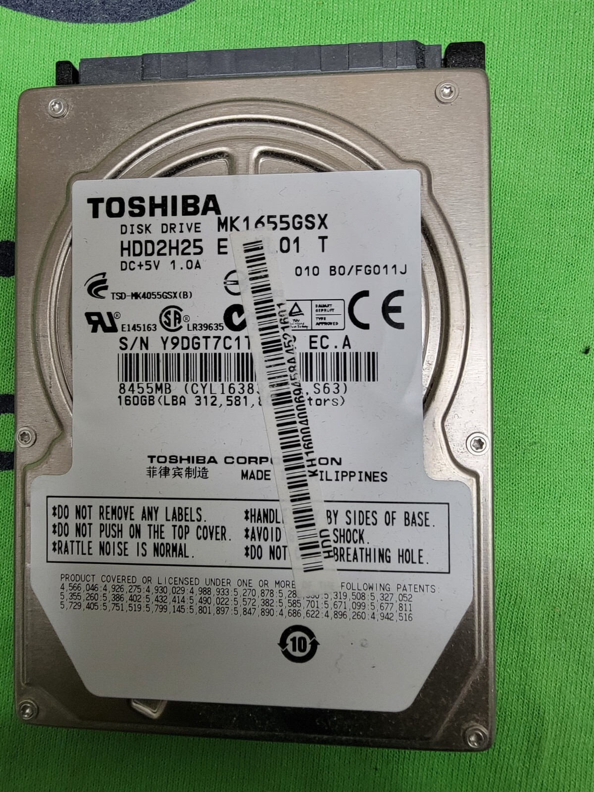 TOSHIBA 160GB SATA 2.5" 5400RPM HARD DRIVES MK1655GSX