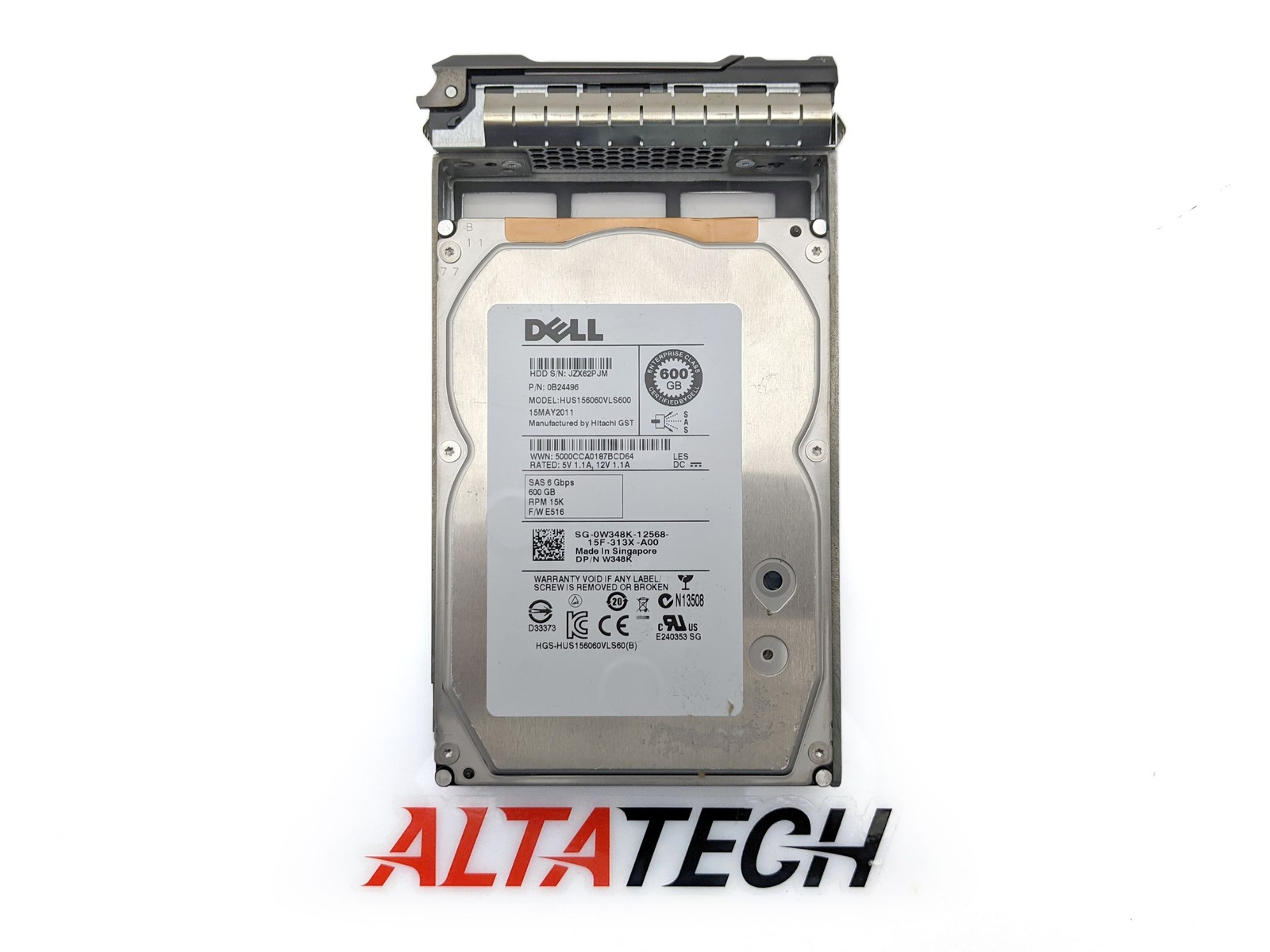 Dell 600GB 15K 6Gbps SAS LFF Hard Disk Drive W348K, 0B24496, 3.5-in HDD, Tested