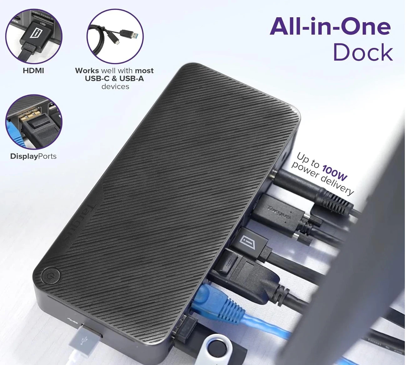 Seald Targus DOCK192USZ-NA03 USB-C/A Dual 4K Docking Station 100W PD DisplayLink