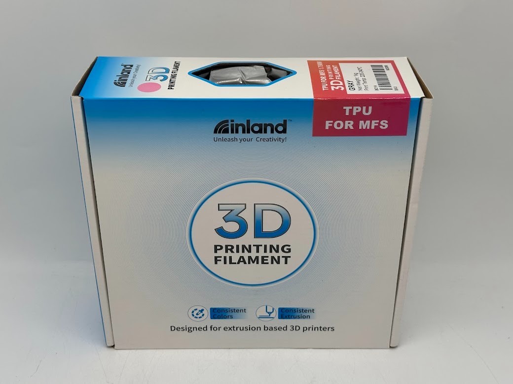 Inland 1.75mm TPU 3D Printer Filament 1.0 kg (2.2 lbs.) cardboard Spool - Gray