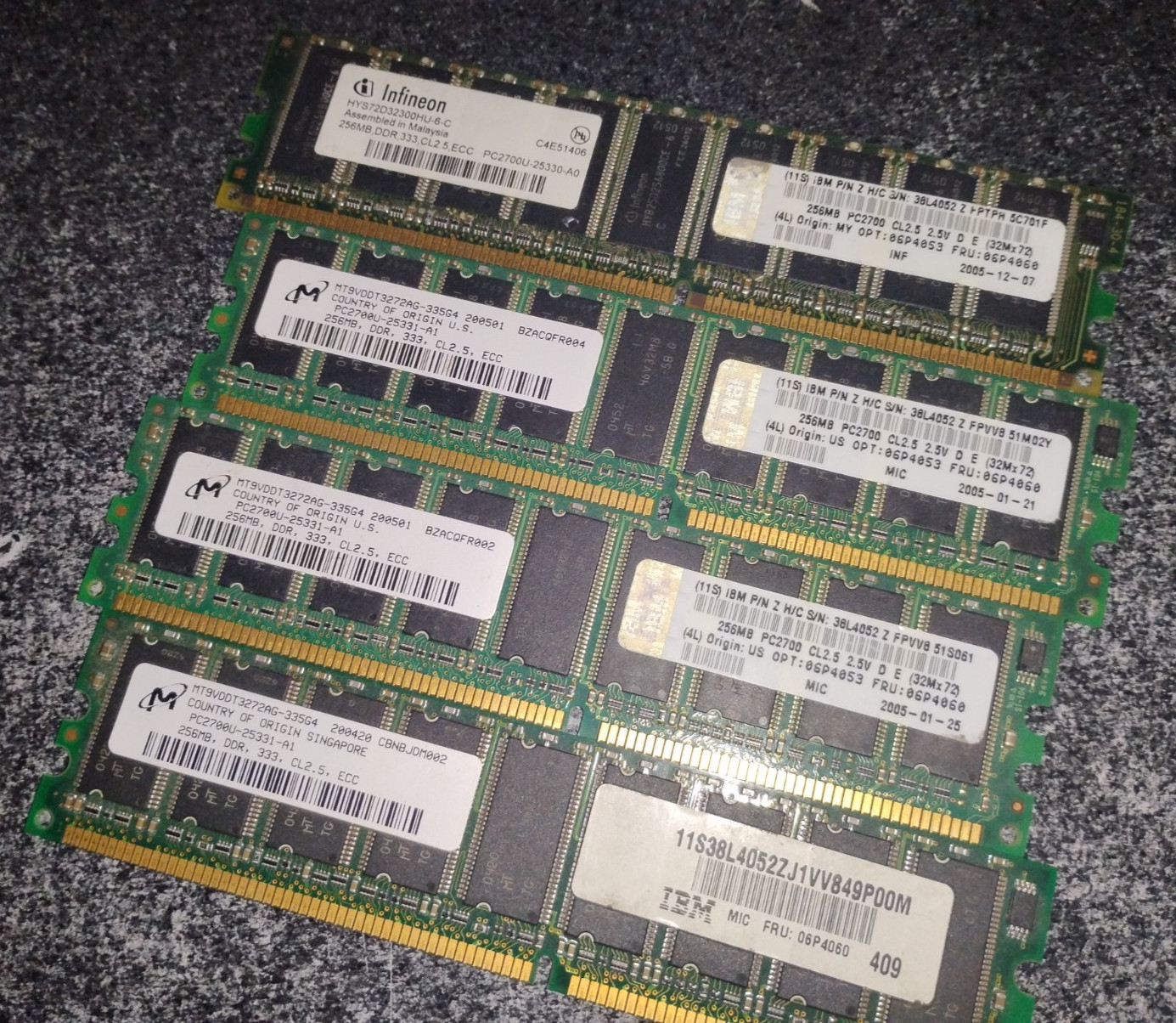 IBM Eserver 206 Xseries 1GB Ram 256mbx4 Micron Infineon Lot PC2700 Tested